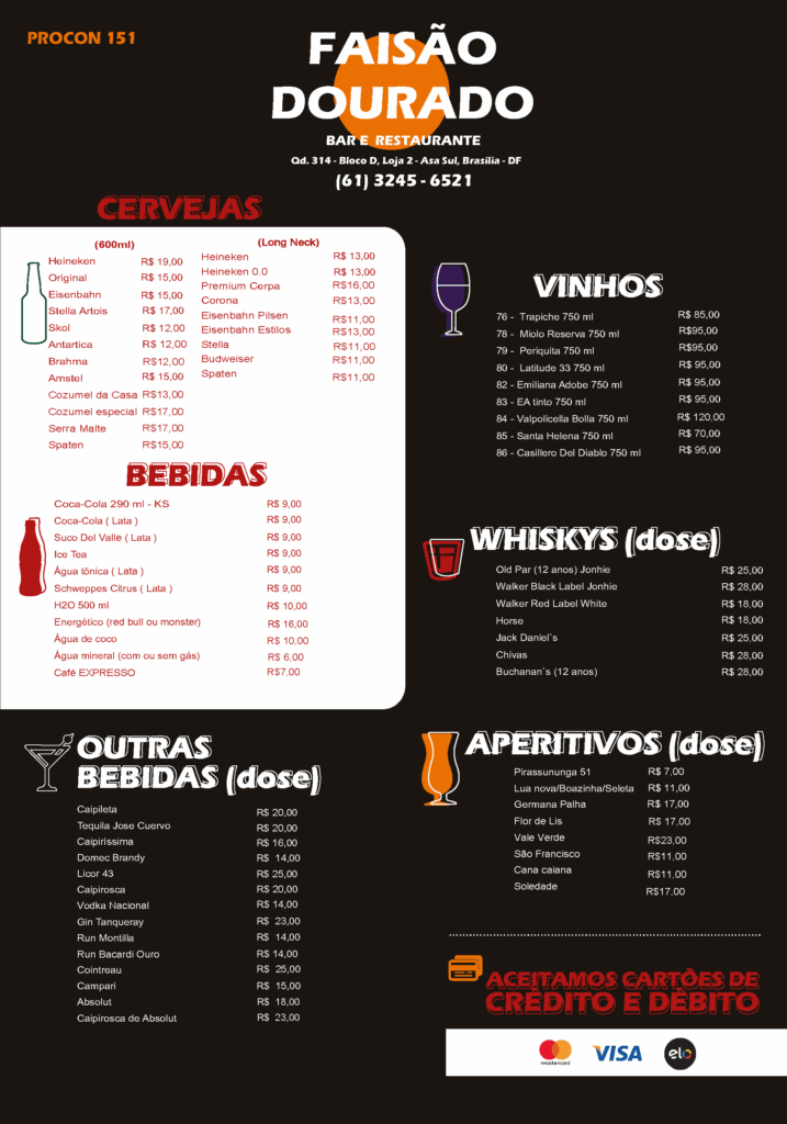 Cardápio Faisão Restaurante